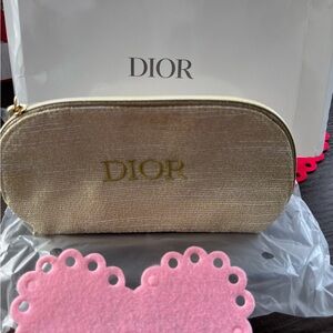 Dior Gold Women's makeup pouch Bag with goldtone hardware New in box!